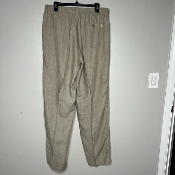 Tommy Bahama Women's Relax Tan 100% Linen Pants Large Button Zip Elastic Waist - Picture 6 of 12